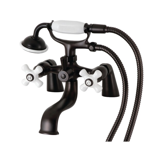 Kingston Brass Deck Mount Clawfoot Tub Faucet with Hand Shower, Oil Rubbed Bronze KS227PXORB - main